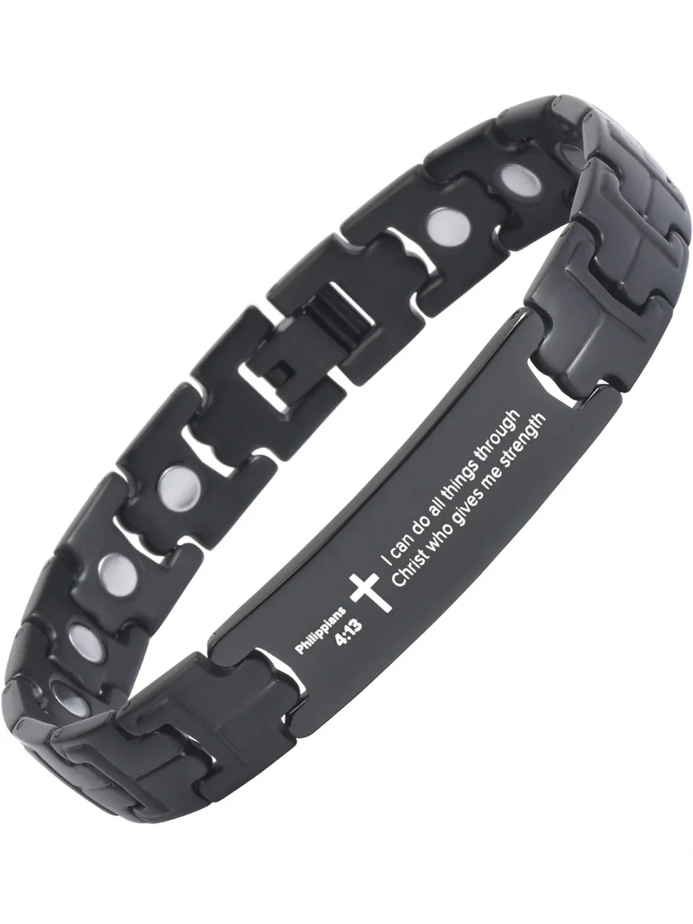 Crosstraxx Religious Bracelet – Titanium Magnetic Bracelet Philippians 4:13